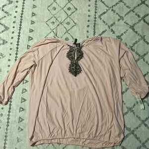 New Directions Pink 3/4 Length Sleeve Stretchy Fabric knit Top NWT